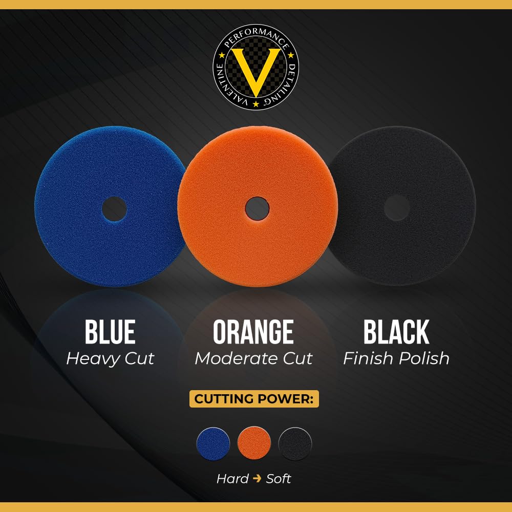 VPD SDO Blue Foam Polishing Pad - Premium Compounding & Polishing Pad for Heavy Defect Removal, Hard Paint & Deep Etching, Medium/Heavy Cutting Compounds, Tapered Edge, Made in USA, 6.5"