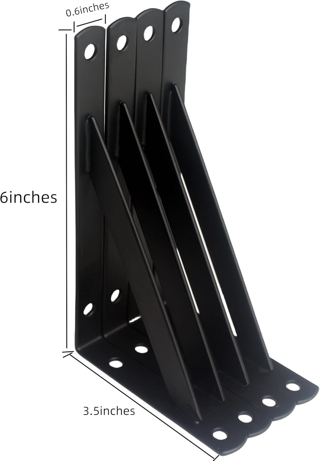 6 Pack L6 x H 3.5" Black Heavy Duty Shelf Brackets with Screws Metal Shelf Brackets Shelf Support Angle Brackets for Shelves L Brackets Heavy Duty Floating Shelf