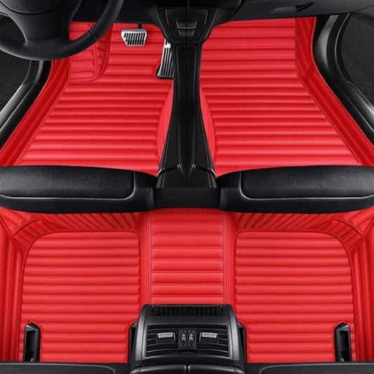 Customized Personalized car Floor mats, All-Weather Luxury car Floor mats, Waterproof and Anti Slip Leather car Floor mat Lining, 95% Customized car, Truck, and SUV Floor mats (Red Stripes)