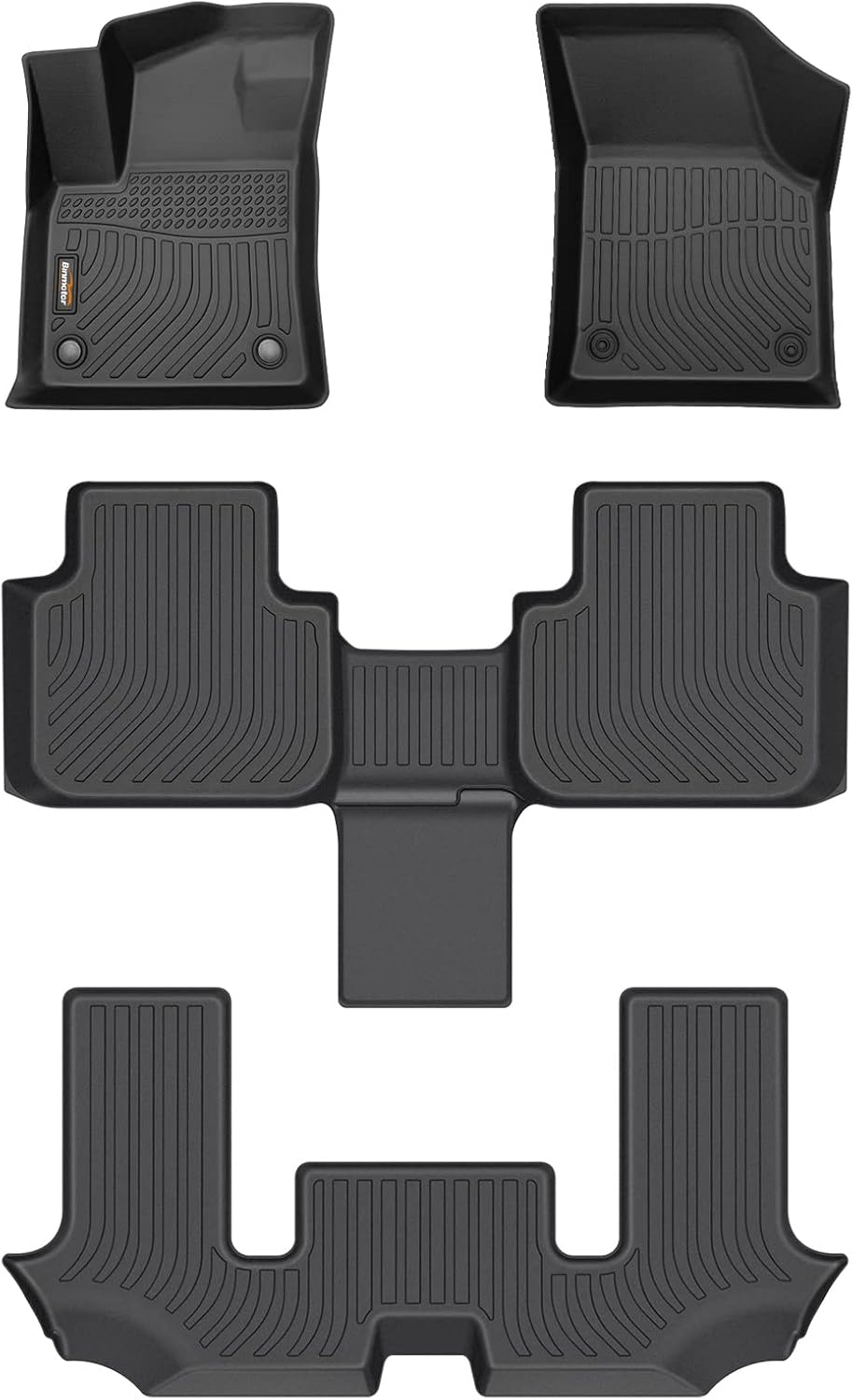 Binmotor-All Weather Custom Floor Mats for Volkswagen Atlas(6 Passenger Bucket Seating) 2018-2025, 3 Rows Full Set Car Mats TPE Material, Heavy Duty Car Floor Liners Automotive for Atlas Accessories