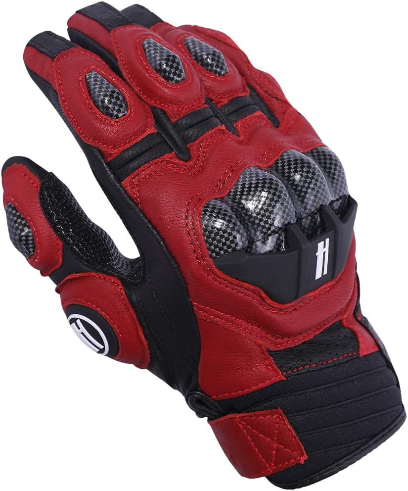 Harssidanzar Breathable Leather Motorcycle Gloves Touchscreen for Men Women KM046