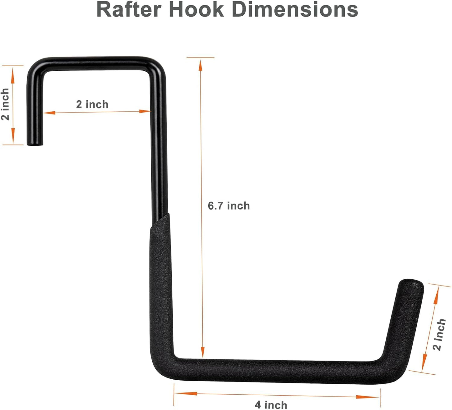 4 Pcs Rafter Hooks, Upgraded Fence Hangers, Heavy Duty Bike Hanger for Garage, Ladder Hook, Black Large S Hooks for Hanging Hose, Plants, Chairs, Bikes, Ladders, Cords and More