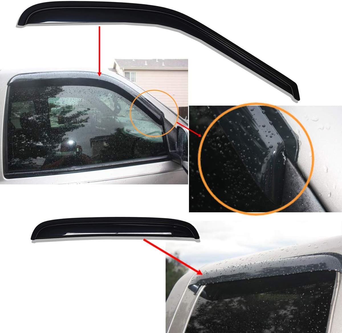 Lightronic Extra Durable Tape-on Auto Vent Window Visor, Fits 1999-2006 Chevrolet Silverado & GMC Sierra 1500; 1999-2004 Silv./Sierra 2500, 2001-2006 Silv./Sierra 2500 HD & 3500 Ext. Cab, Smoke, 4-Pcs