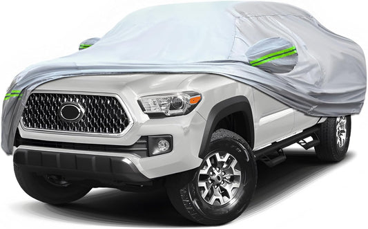 KEYOOG 6-Layer Full Car Cover is All-Weather Waterproof, Heavy Outdoor Pickup Truck Cover, Universal in All Seasons, Snow Protection, Acid Rainproof, Sunscreen, Uv Protection, Length Up to 206" P-S