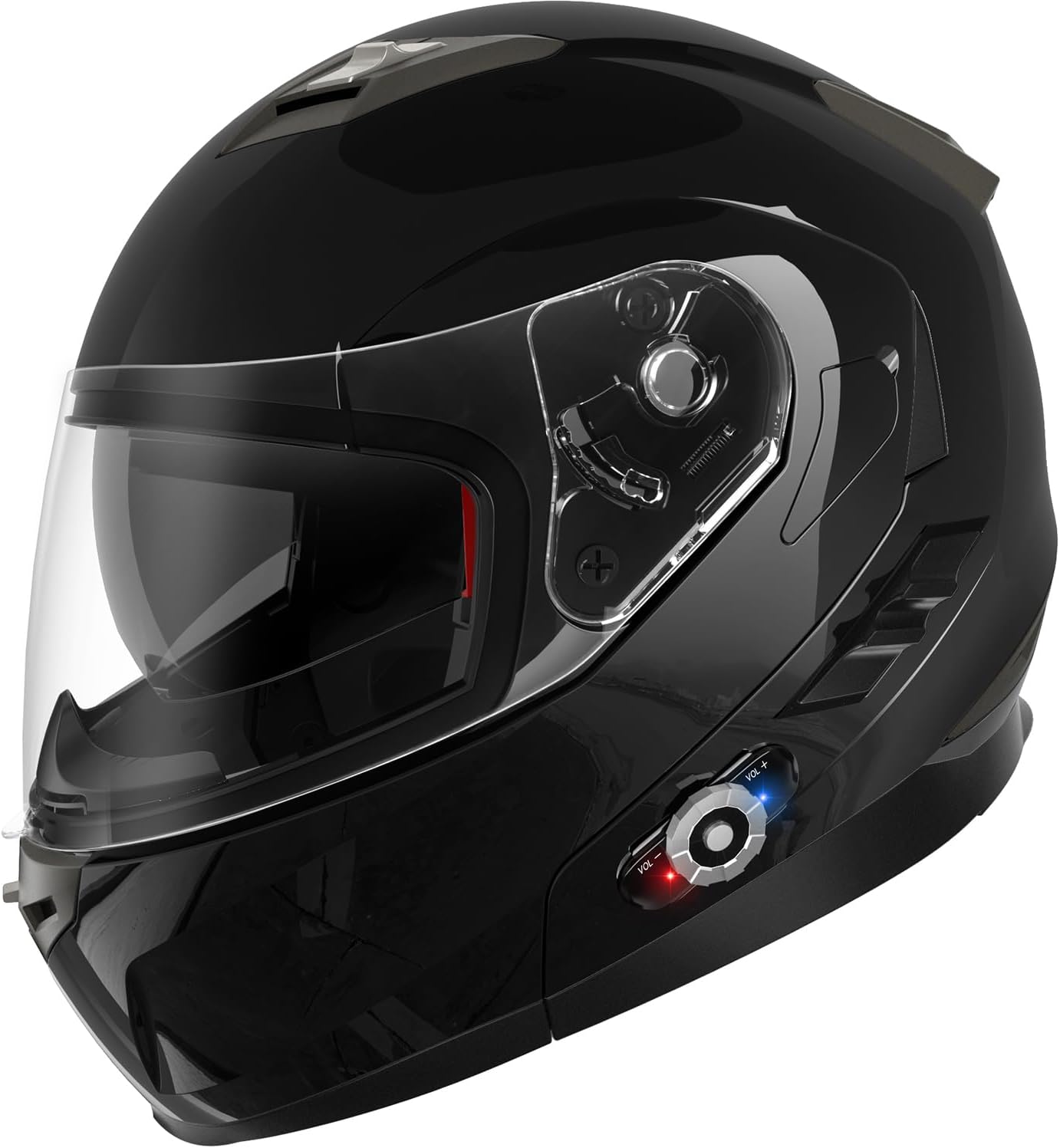 Motorcycle Helmet Bluetooth 5.0 Integrated New EPS FreedConn BM2-S Modular Flip Up Dual Visor Motorbike Helmet DOT FMVSS-218 Approved MP3 FM for Adults Men Women(X-Large, Glossy Black)