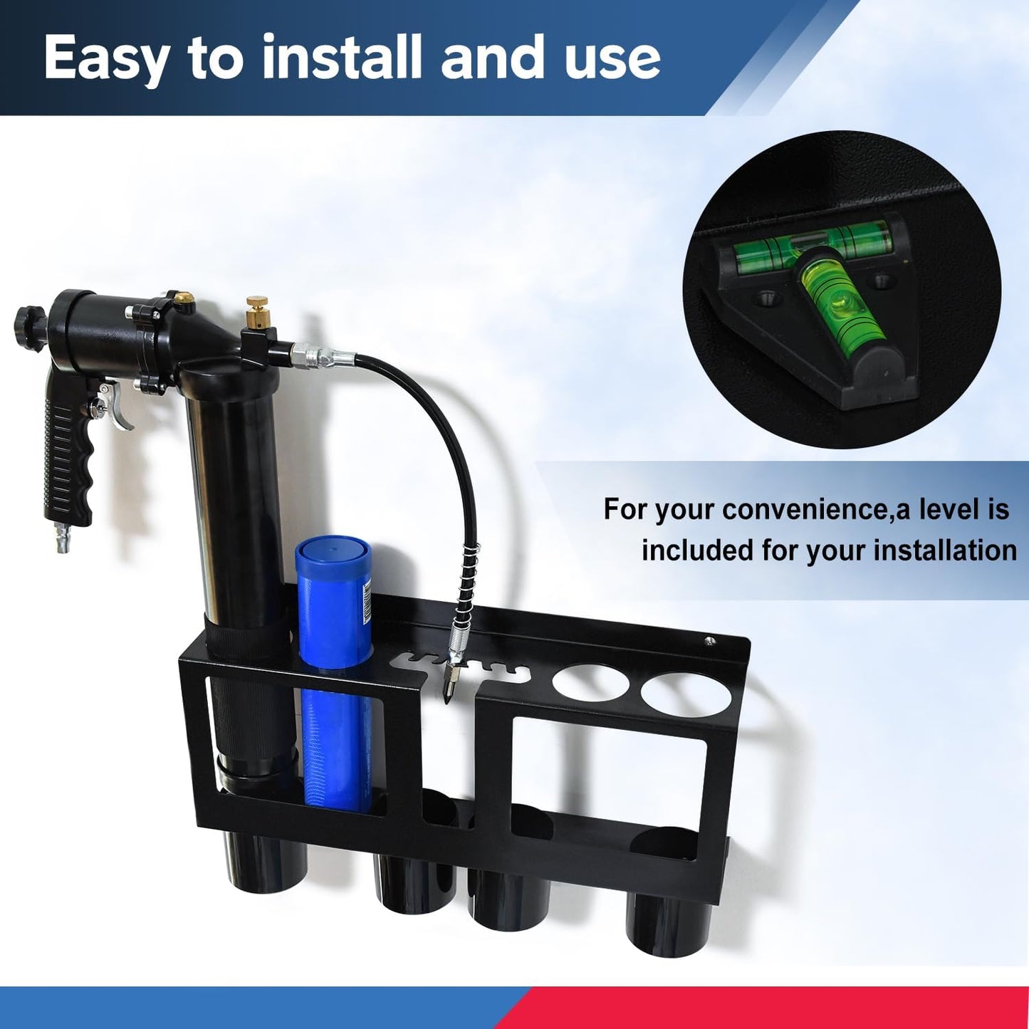 TOPOWN Grease Gun Holders Compatible with 2 Grease Guns, Grease Gun Rack Tractor, Grease Gun Garage Organizer Wall Mount, Grease Gun Storage Rack, Grease Gun Storage, Grease Gun Holder Wall Mount