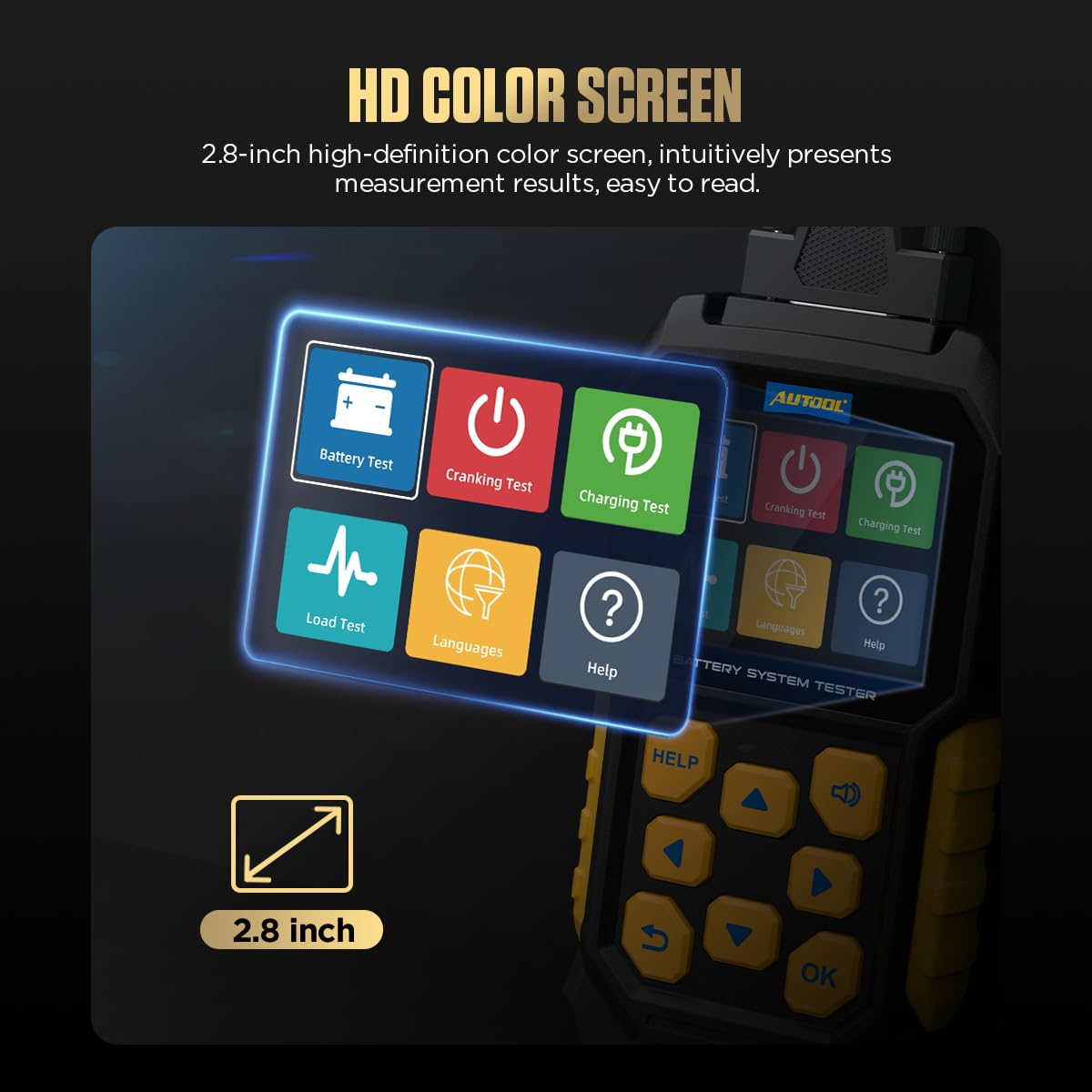 Automotive Battery Load Tester 12V/24V 100-2400 CCA Car Battery Analyzer Charging Cranking System Tester for Heavy Duty Trucks Motorcycle ATV SUV Boat Yacht