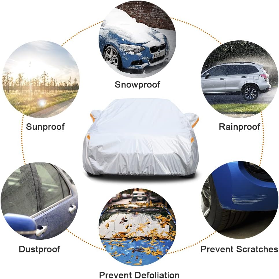 Kayme 6 Layers SUV Car Cover Custom Fit for Kia Seltos（2019-2025） Waterproof All Weather for Automobiles, Outdoor Full Cover Rain Sun UV Protection.Silver