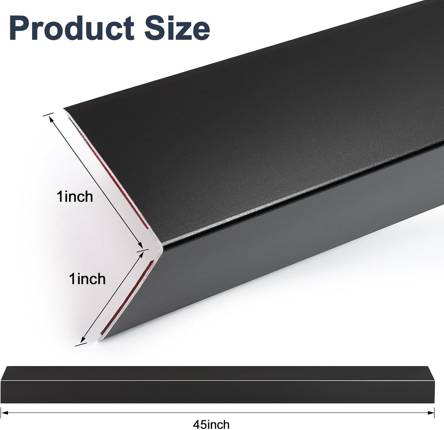 4PCS 45" Black Metal Corner Protectors, Aluminum Self Adhesive Corner Guards, Metal Wall Edge Protector Strip, Furniture Corner Protectors, Wall Cabinet Baseboard Decoration 45" x 1"