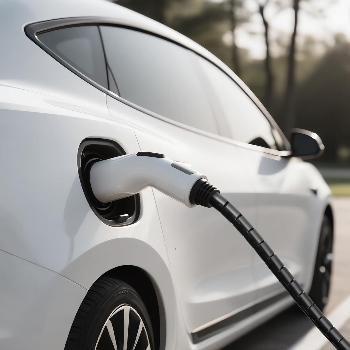 Spiral Cable Wrap, 26FT EV Charger Cord Protector Sleeve - Flexible Wire Loom Cover for Electric Vehicle Charging Cable, Prevents Door Squash, Pet Chew, Tripping & Tangles, Garage Outdoor Use