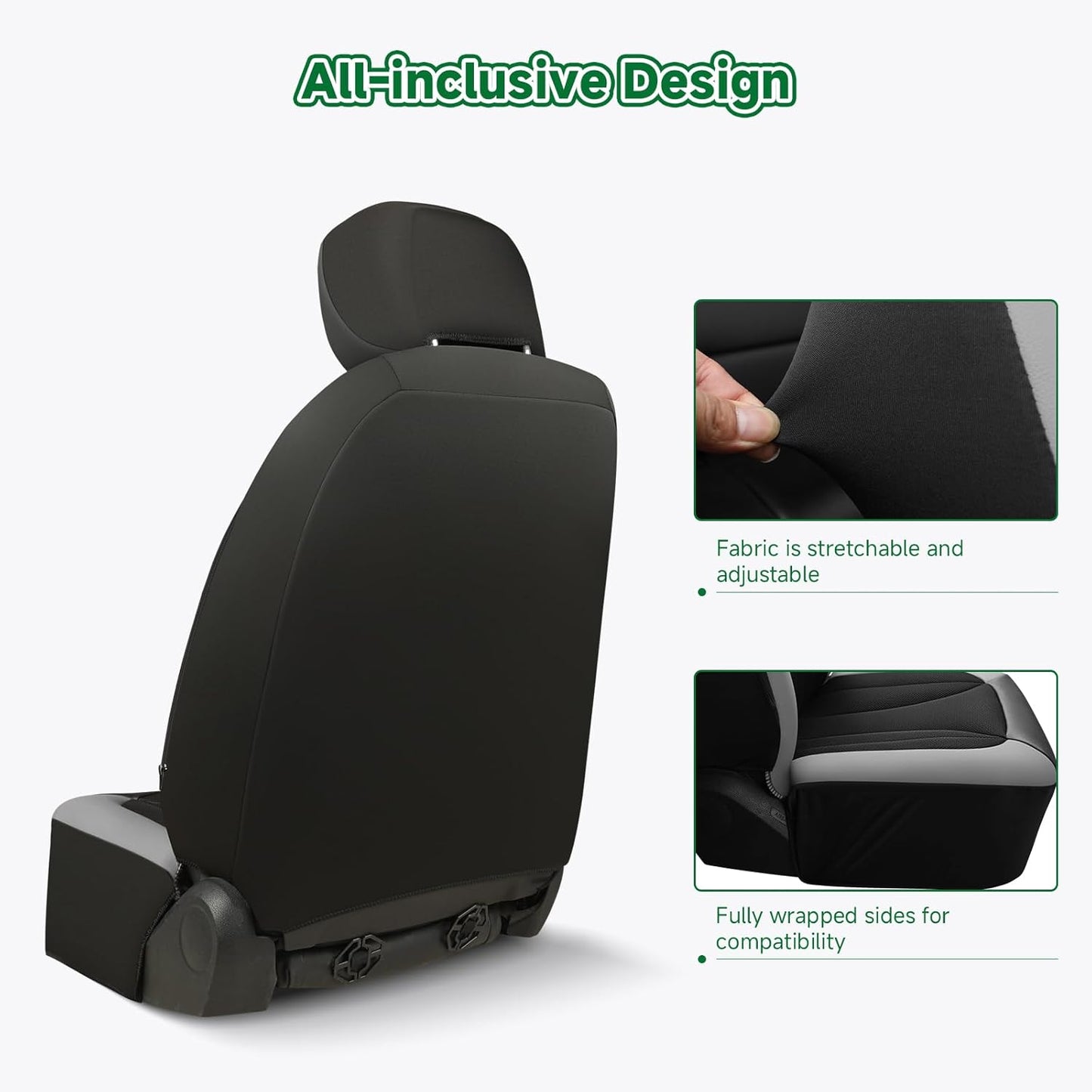 GIANT PANDA Fit GMC Sierra 1500 2500 3500 Front Car Seat Cover, 3D Air Mesh Breathable Seat Protector（Grey） 2-Pack