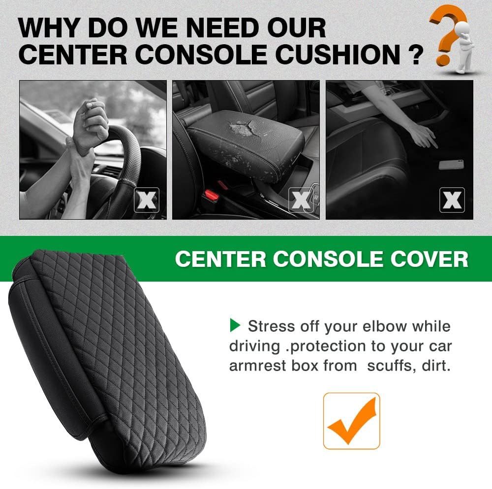 Shademax Center Console Cover Kia Sorento Accessories 2026 2025 2024 2023 2022 2021 Armrest Cover Center Console Pad for Kia Sorento PU Leather Armrest Seat Box Cover Protector w/Pockets Storage Bag