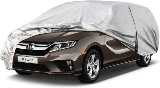 Kayme 6 Layers Car Cover Custom Fit for Honda Odyssey (1999-2025) Waterproof All Weather for Automobiles, Outdoor Full Cover Rain Sun UV Protection.Silver