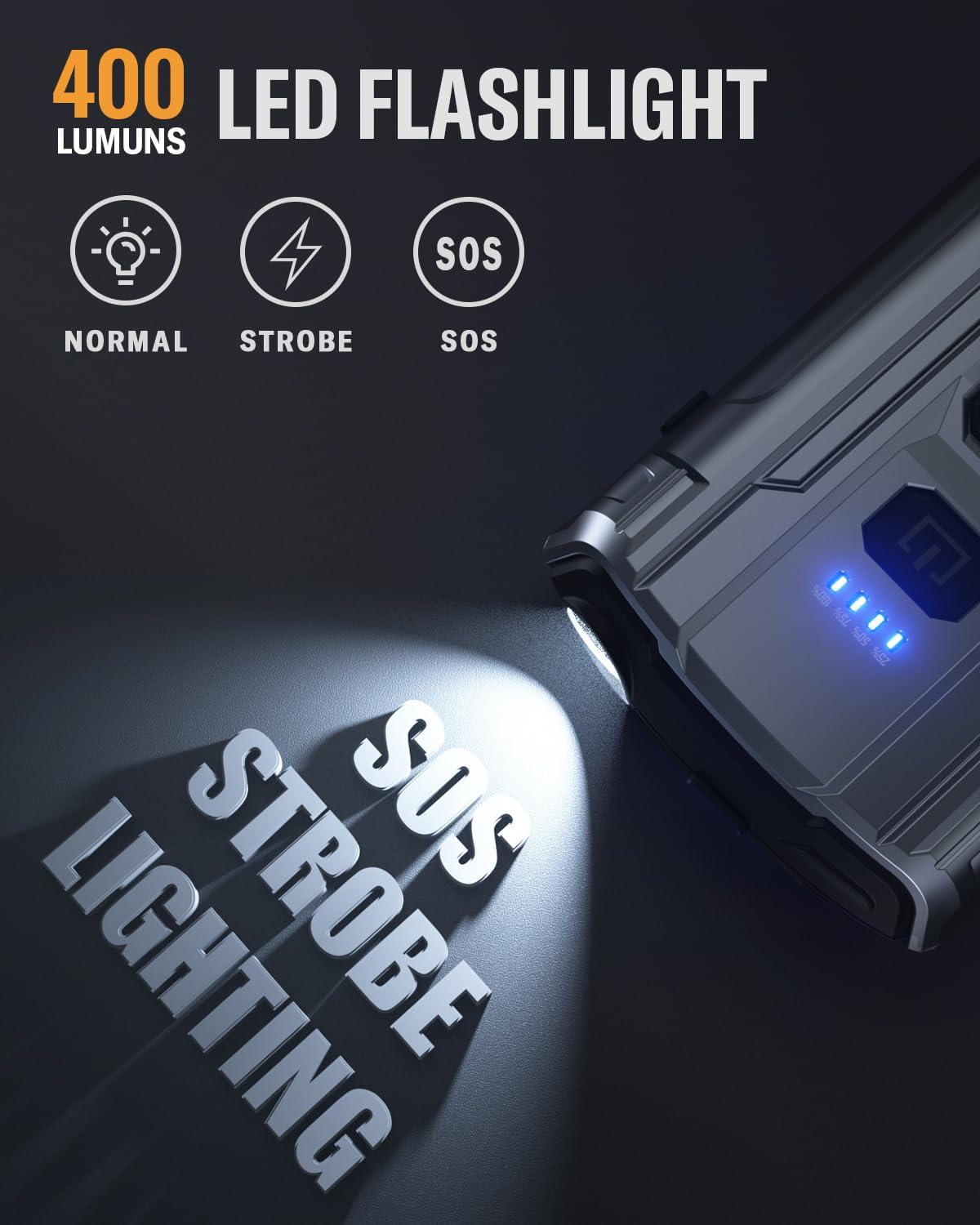 Jump Starter, 2000A Car Battery Jump Starter for Up to 9.0L Gas or 7.5L Diesel Engines, 12V Portable Car Jump Starter Battery Pack, Jump Box with 400 Lumens LED Light/Dual USB Output