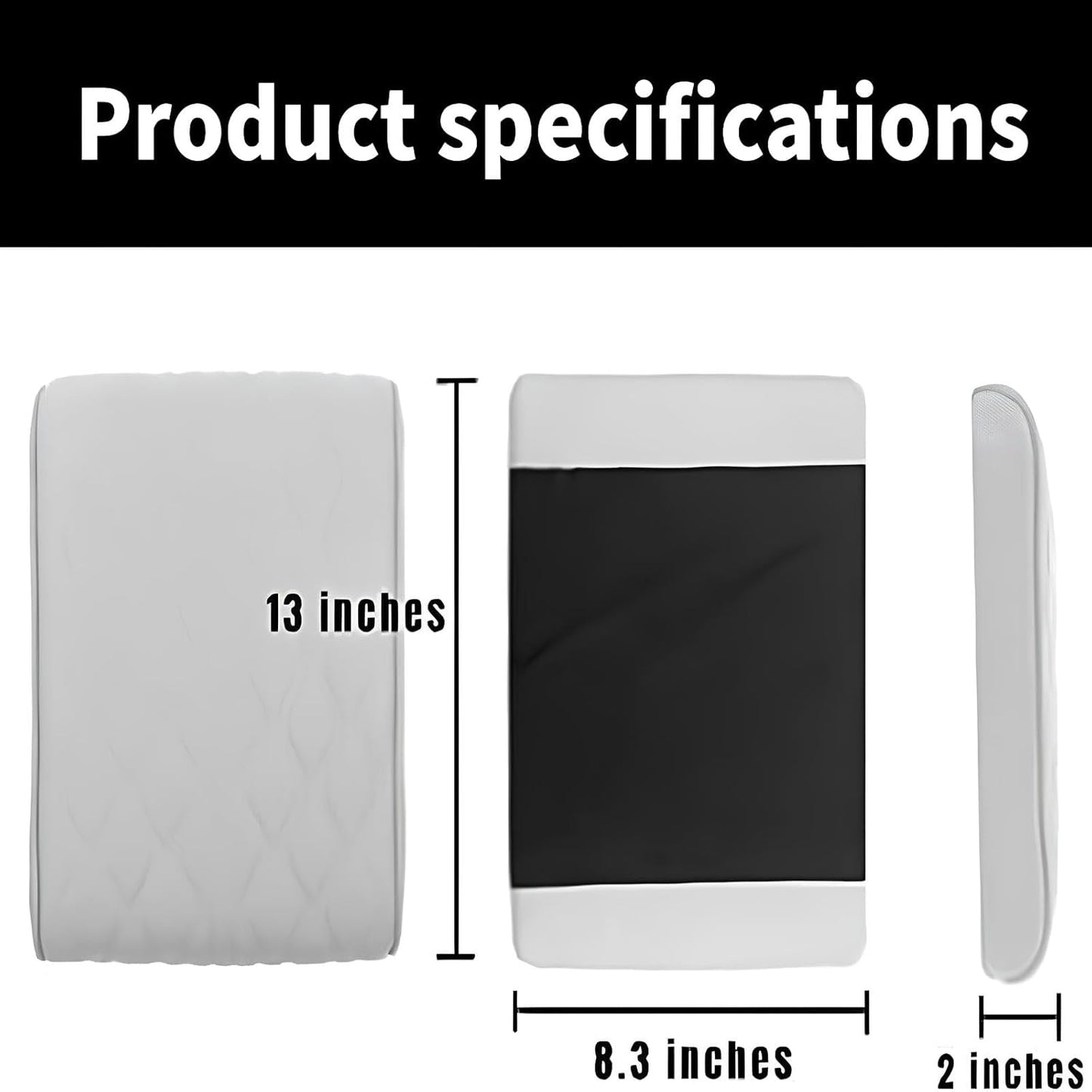 Leather Car Armrest Box Mat - 2023 New Waterproof Car Center Console Cover Mat, Universal Armrest Mat, Leather Car Armrest Cover for SUV/Truck/Vehicle (A-Black)