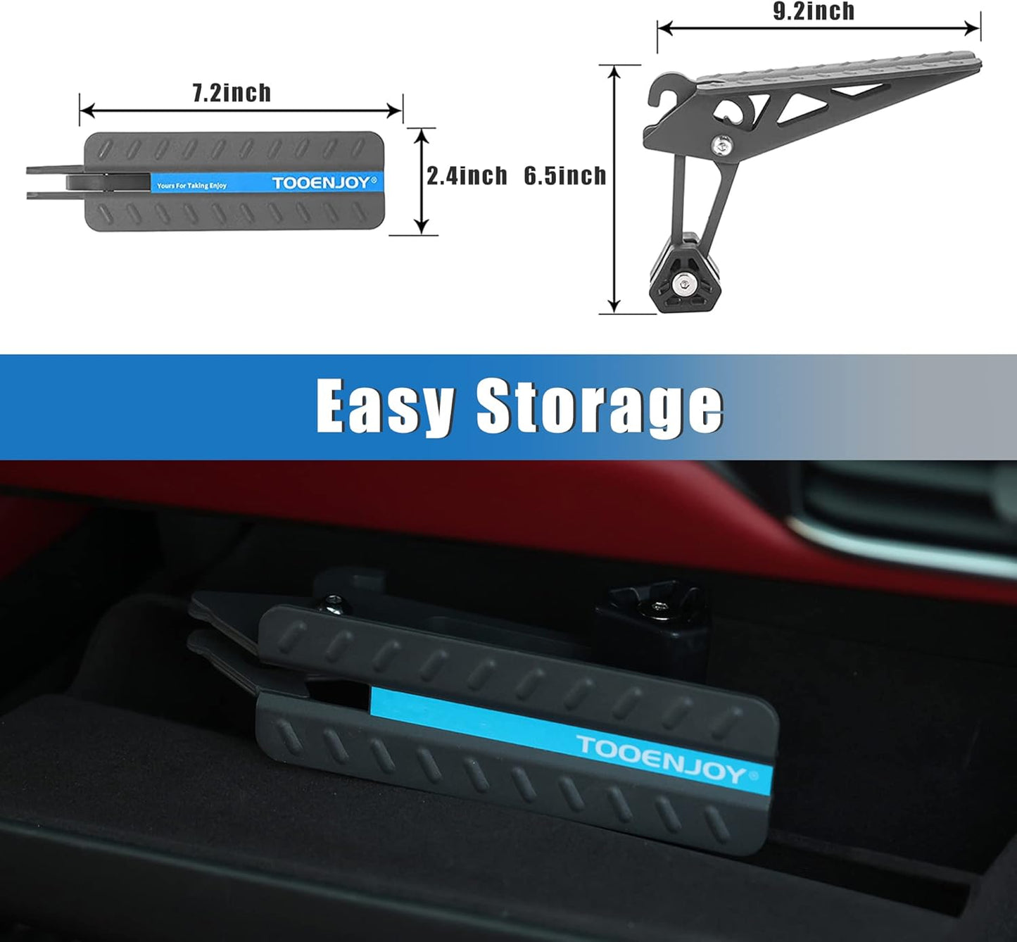 TOOENJOY Universal Fit Car Door Step, Foldable Roof Rack Door Step Up on Door Latch, Both Feet Stand Pedal Ladder, Easy Access to Rooftop for Most Car, SUV, Truck, Max Load 400 lbs (Grey)
