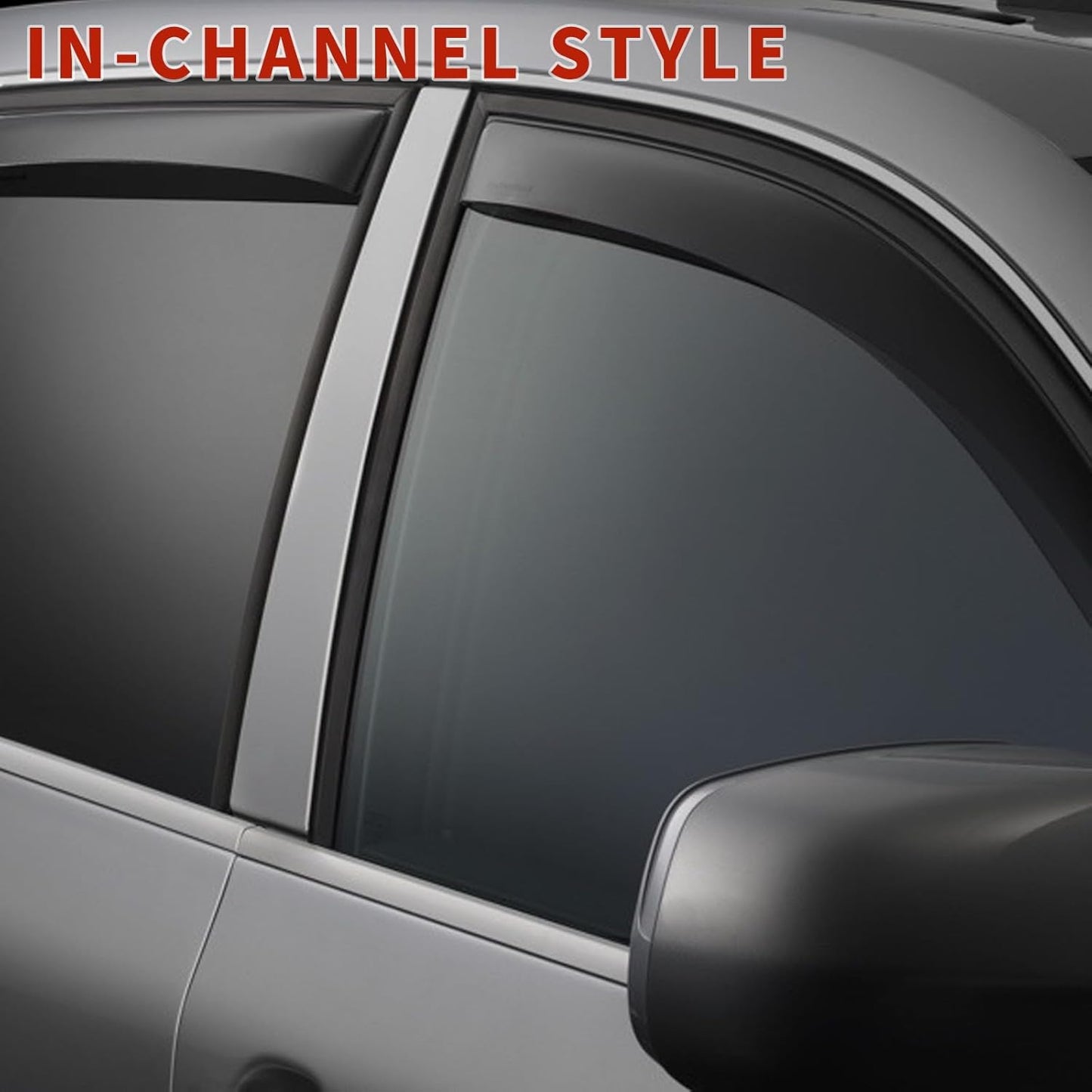 in Channel Rain Guards for 2021 2022 2023 2024 Nissan Rogue S, SV, SL, Platinum, Smoke Tinted Window Wind Deflectors, Vent Window Visors Shades Shield, 4PCS