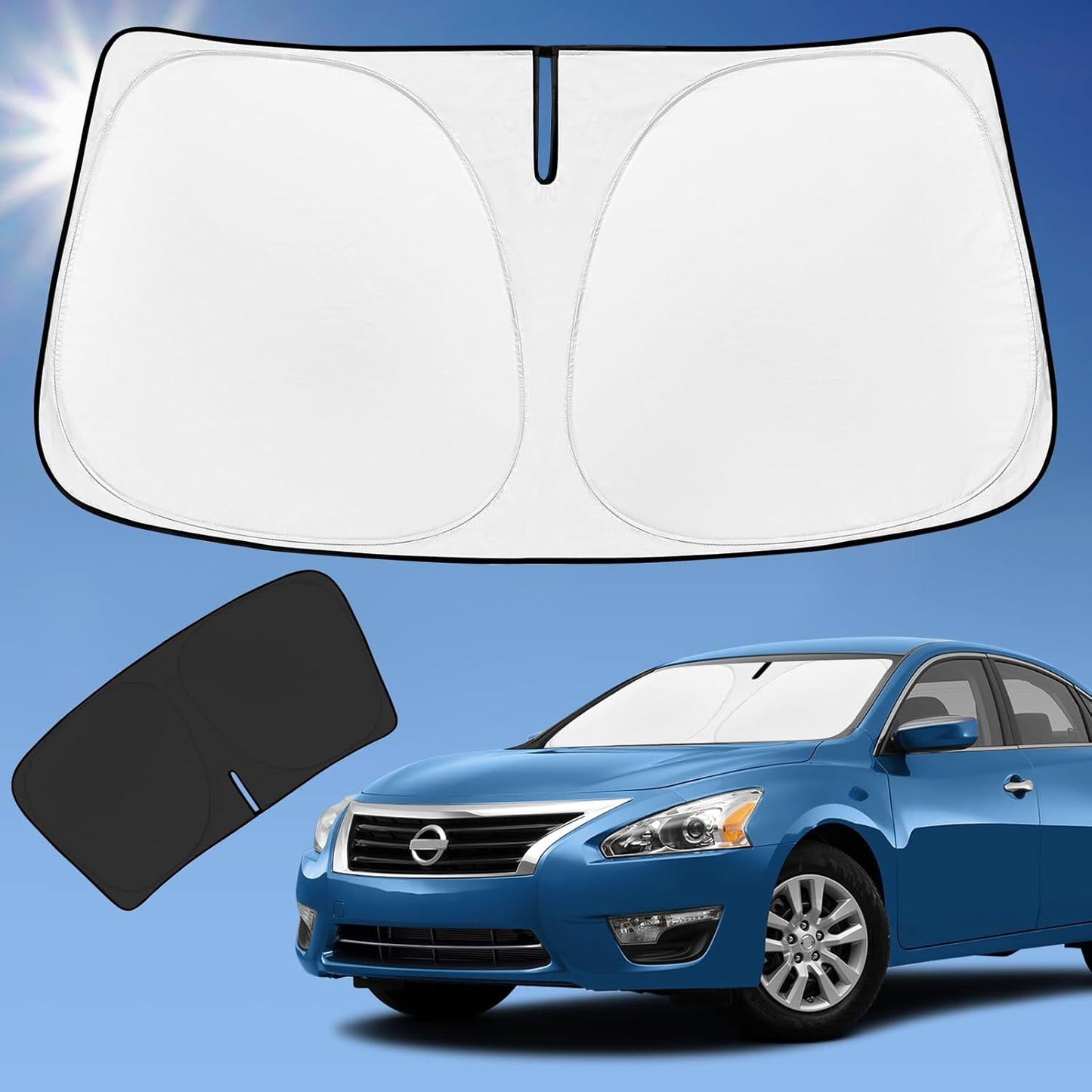 Sun Shade Sunshade for Nissan Altima Windshield Cover,4-Layer Front Window Shade Custom fit Altima 2013-2018 Sun Visor 240T Retractable Shade Shield Blocks UV Rays Cooler Car Accessories