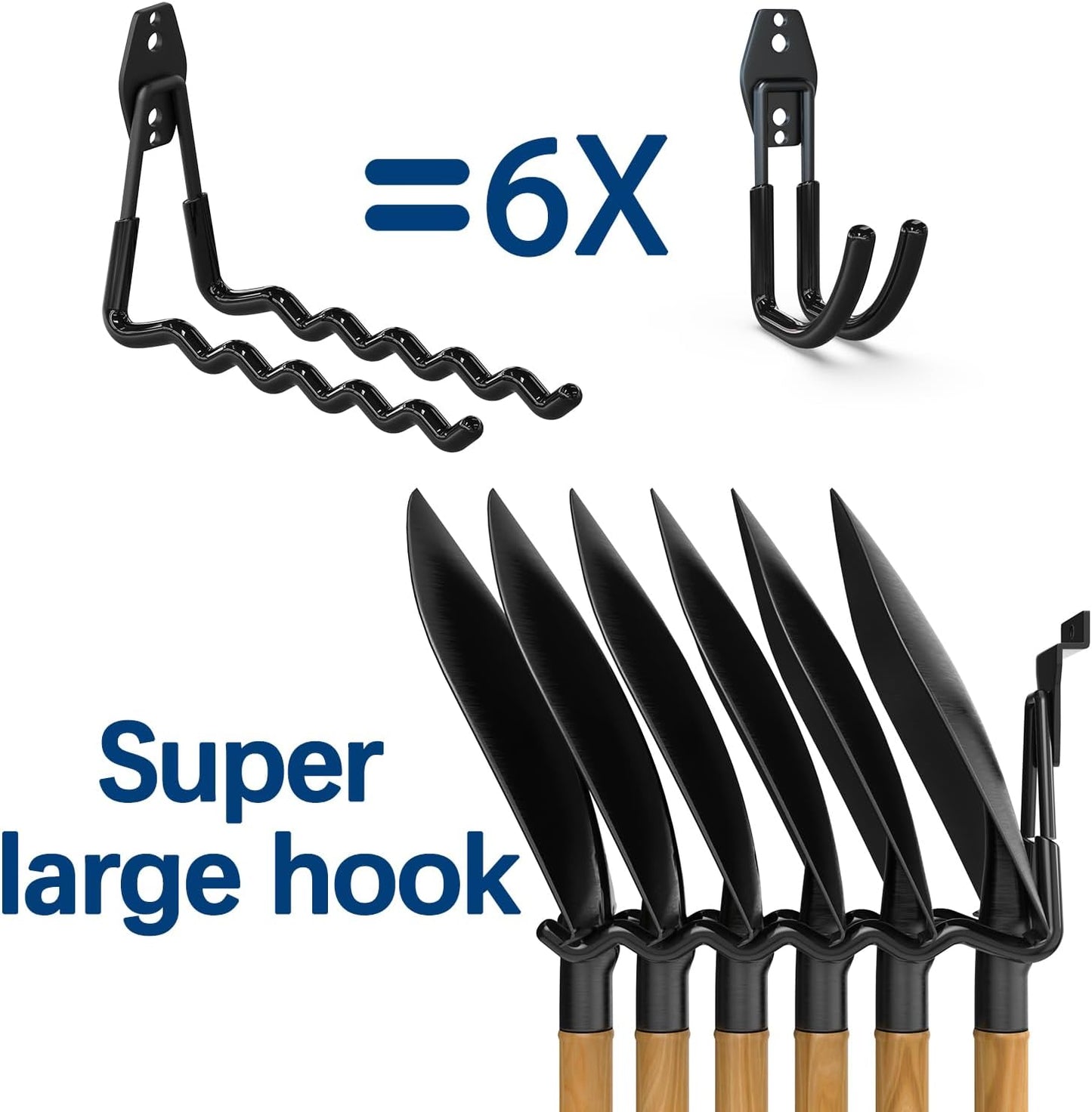 3-H Garage Wall Hooks 31 Pack, Garage Hooks Heavy Duty with Extra Welding Spots, Garage Organizer for Garden, Lawn, Yard Tools, Chairs, Ladders, Weed Eater, Shovel, Blower(Black)