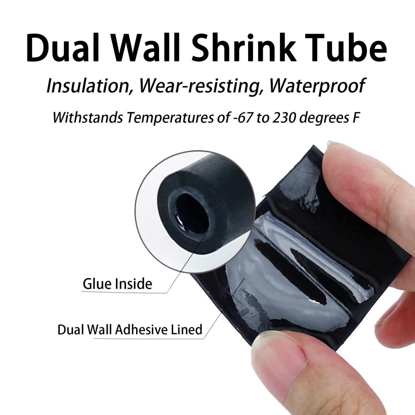 3:1 Ratio Heat Shrink Tubing Roll Adhesive Lined Industrial Marine Grade Dual Wall Heat Shrink Tube Waterproof and Sealed Black (1 inch(25.4 mm), 10 Feet)