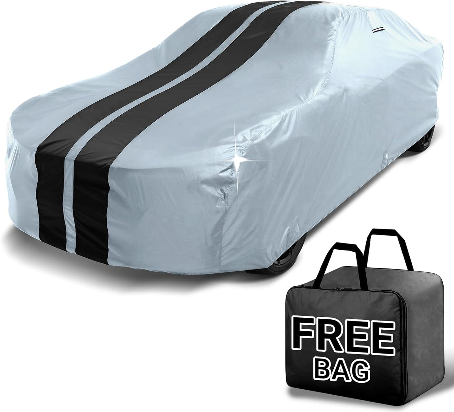 iCarCover Custom Car Cover for Buick Sedanette (1947-1950) Waterproof All-Weather Rain Snow UV Sun Protector Full Exterior Indoor Outdoor Car Cover (Stripe - Gray/Black)