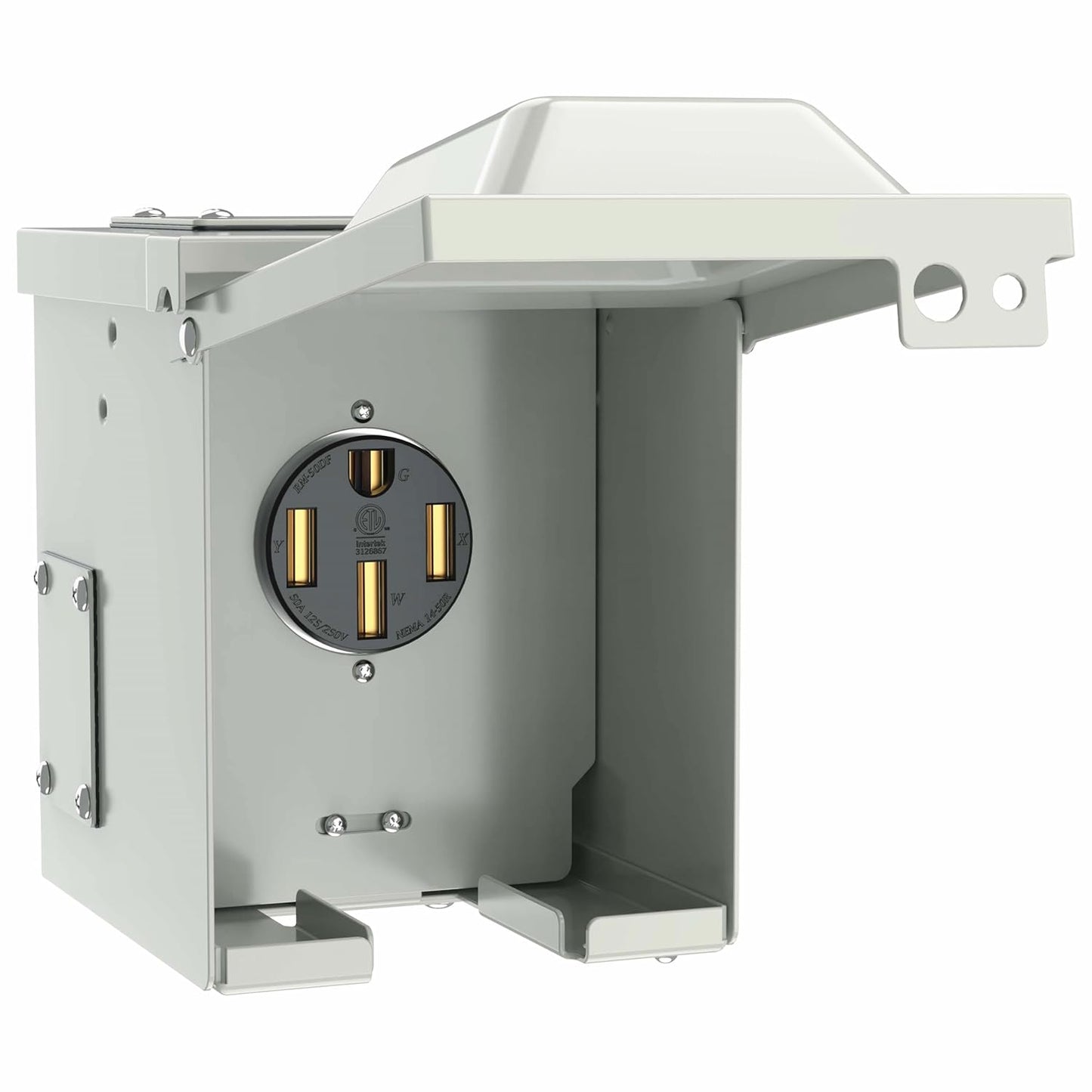 50 Amp RV Power Outlet Box, NEMA 14-50R 125/250 Volt RV Outdoor Electrical Receptacle Panel, Weatherproof, for RV Camper Trailer Motorhome Electric Car Generator