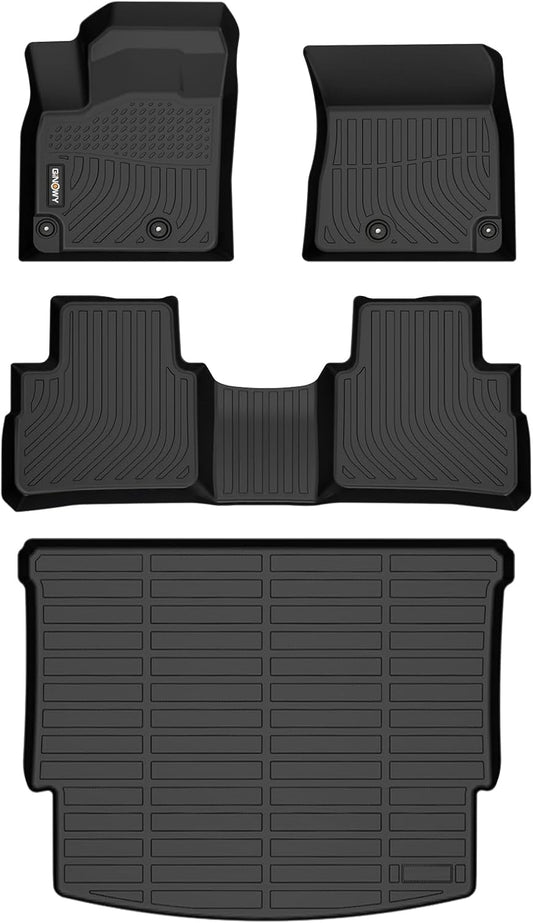 GINOWY-Floor Mats & Cargo Liner for Nissan Rogue 2021-2024 2025 (Not for Rogue Sport) TPE All Weather 2024 Rogue Car Mats Non-Slip Trunk Mat Waterproof Rogue Accessories Black