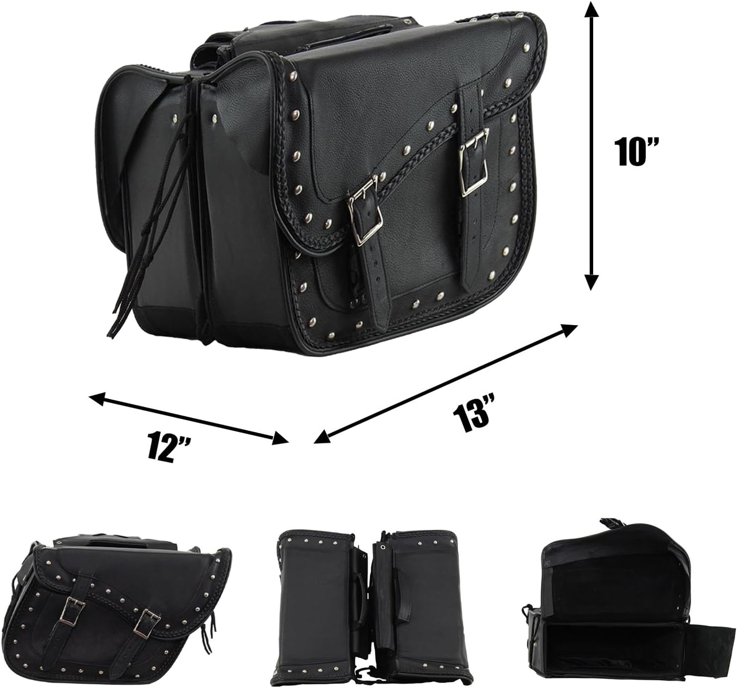 GARGOYLE BELLS Genuine Leather Motorcycle Saddle Bags Motorcycle Luggage Bag For Softails Sportsters Dyna ect