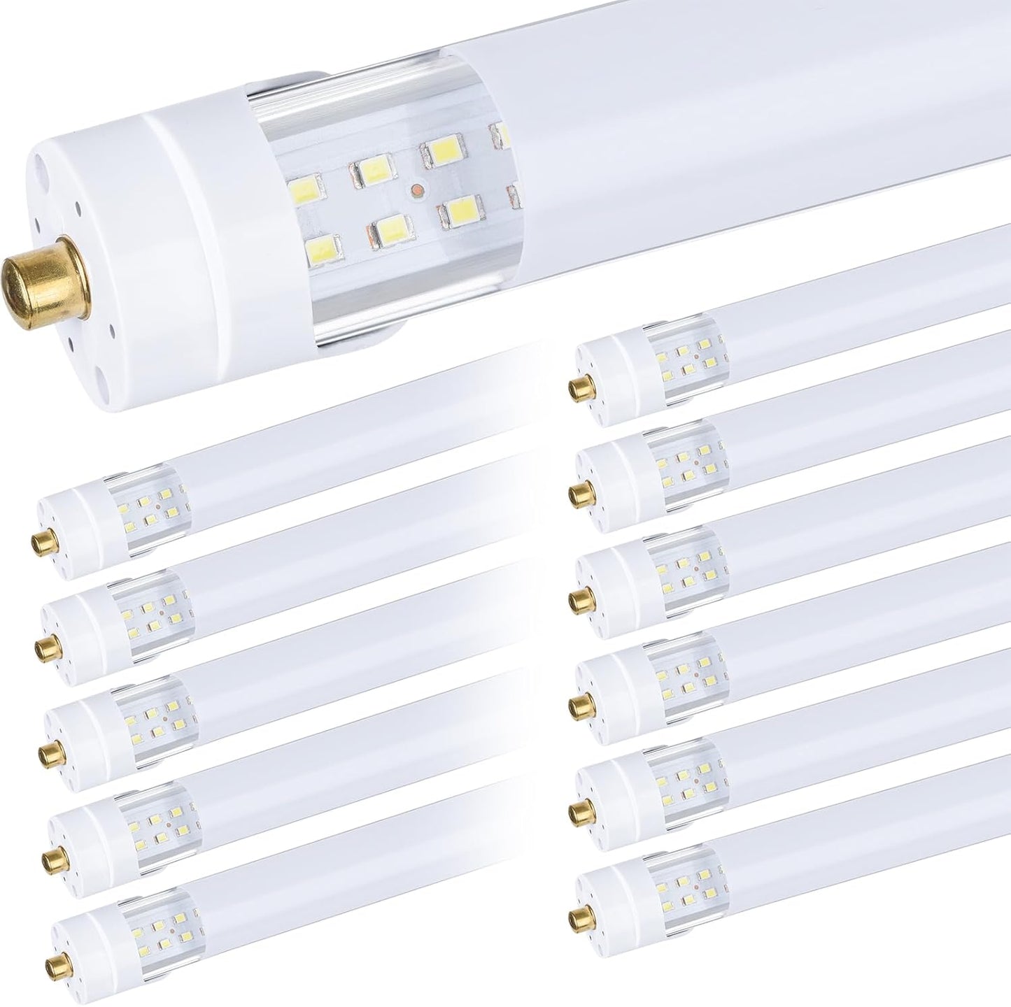 12-Pack, 8 Foot LED Bulbs, 100W 15000lm 6000K Cold White, Super Bright, T8 T10 T12 LED Tube Lights, FA8 Single Pin LED Lights, Frosted Cover, 8 Foot LED Bulbs to Replace Fluorescent Light Bulbs