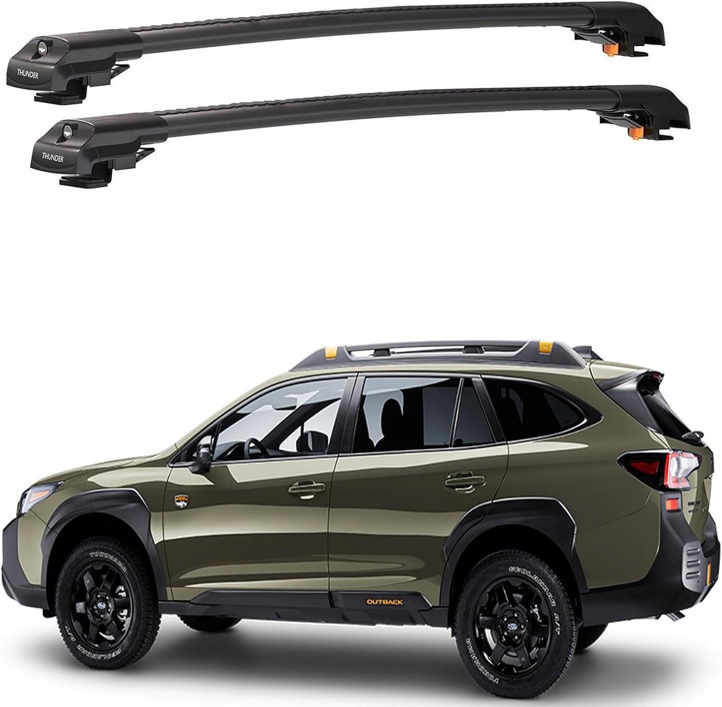Roof Racks Cross Bars for Subaru Outback Wilderness 2024 2025 Cargo Carrier Bars Lockable Available in Black or Gray (Black)