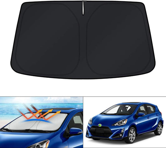 KUST Windshield Sun Shade for Toyota Prius C Accessories 2012-2019 Custom Fit Sunshade Foldable Sun Visor Protector Blocks UV Rays Keep Your Car Cooler