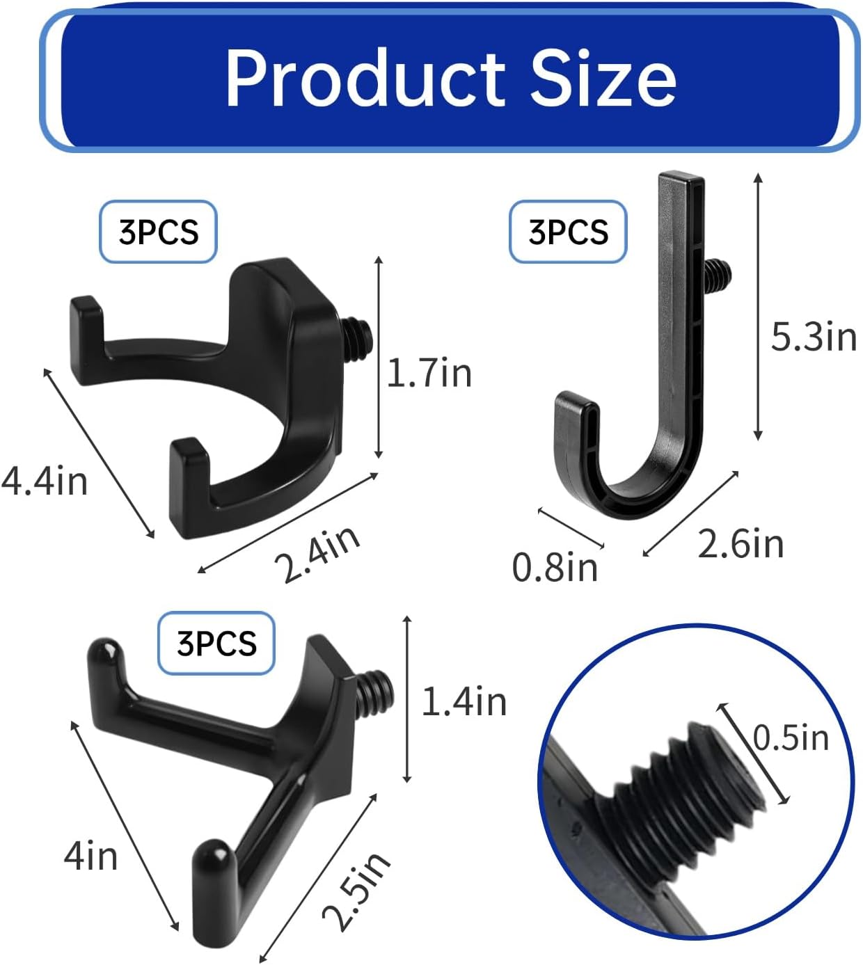 9 Pcs ABS Storage Shed Tool Hooks, Heavy Duty Shed Accessories & Hooks - Compatible with Suncast & Craftsman Sheds, Black J/U/V Shape for Organizing Ladders, Hoses & Garden Tools in Outdoor Sheds