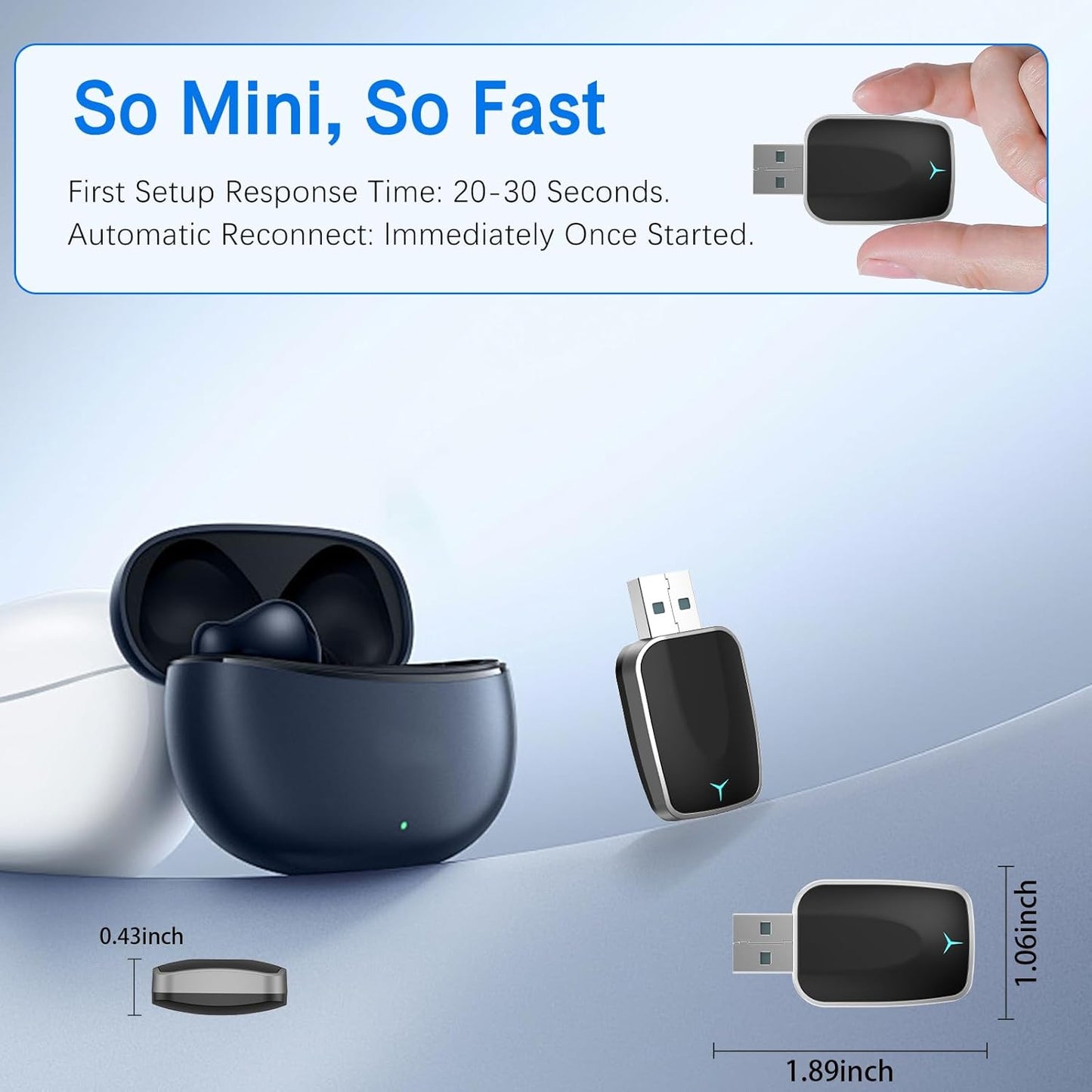 Mini Wireless Carplay Adapter, Convert Wired to Wireless Car Play & Android Auto 2-in-1 Adapter for Apple iPhone & Android Phone, Plug & Play, Auto Connect, No Delay, w/USB C for iOS 10+ Android11+