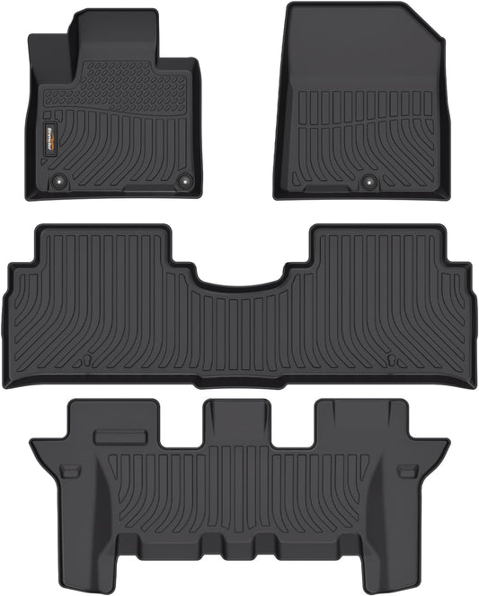 Binmotor-All Weather Floor Mats for Kia Sorento 2020 2019 2018 2017 2016, 1st & 2nd & 3rd Row Full Set, Heavy Duty Car Floor Liners-Black for Sorento Accessories