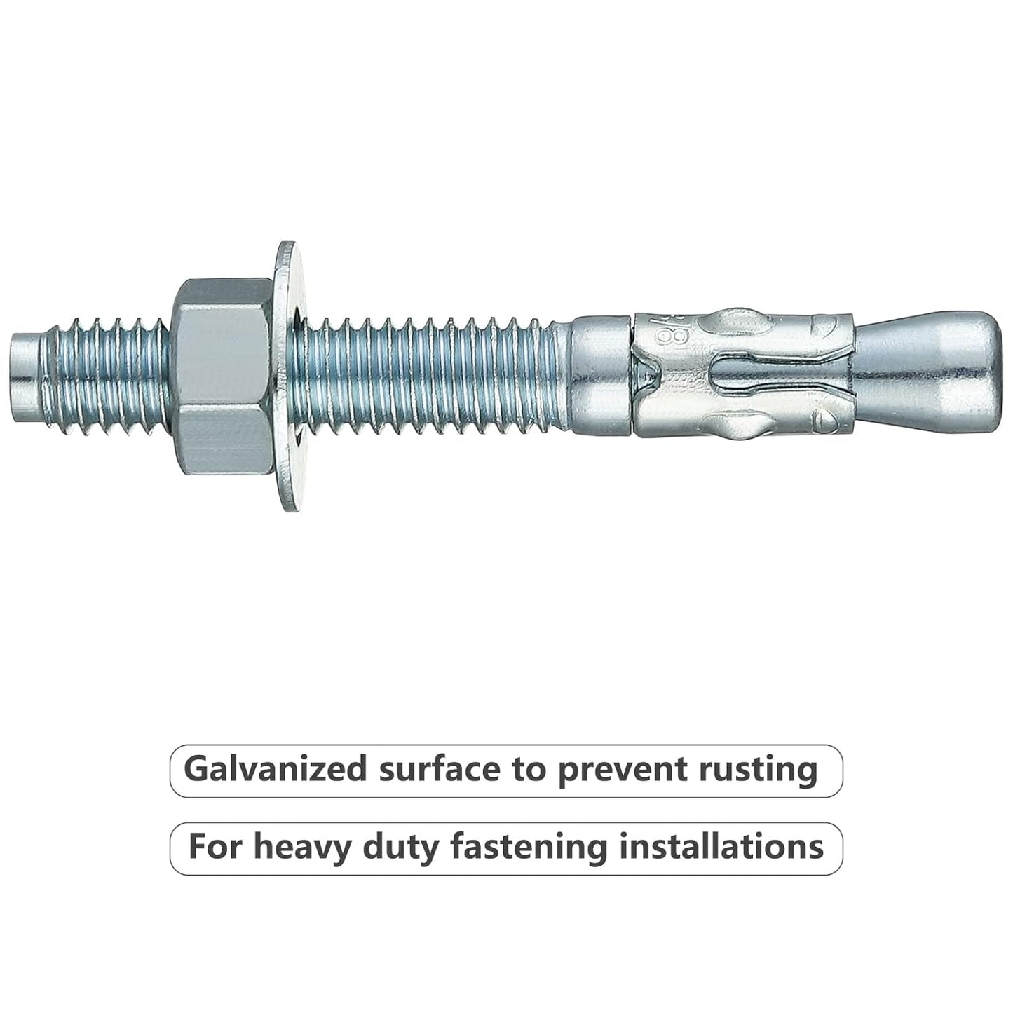 1/2x2-3/4 30Pcs Inch Standard Fasteners for Heavy-Duty Zinc Wedge Anchors for Cement and Concrete