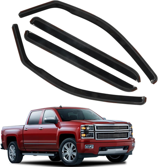 in Channel Rain Guards for 2014-2018 Chevy Silverado/GMC Sierra 1500 Crew Cab, 2015-2019 Silverado/Sierra 2500HD-3500HD Crew Cab, Durable Window Deflectors,Vent Window Visors