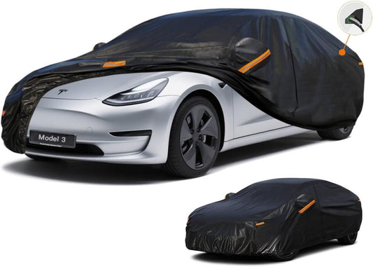 Kayme 7 Layers Car Cover Custom Fit for (2017-2023) Tesla Model 3 Waterproof All Weather for Automobiles,Outdoor Full Cover Rain Sun UV Protection