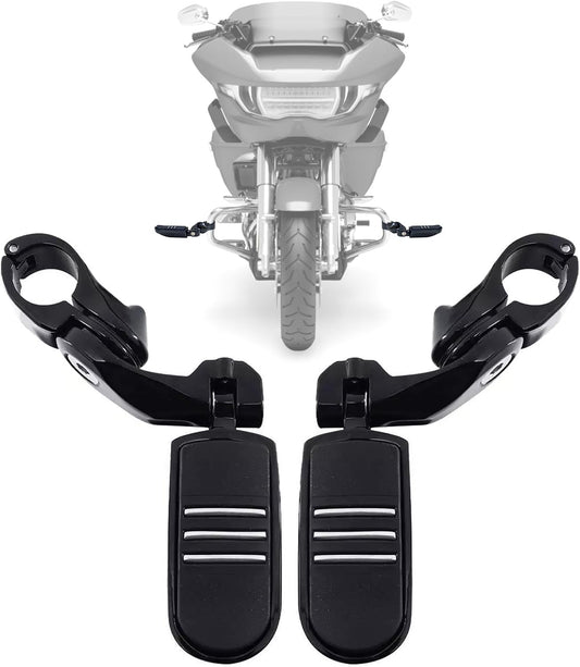 1.25" 32MM Motorcycle Adjustable Highway Pegs for Harley Davidson Touring Road King Road Glide Street Glide Electra Glide Dyna Sportster Softail 1 1/4" Crash Bar Highway Foot Pegs, Black