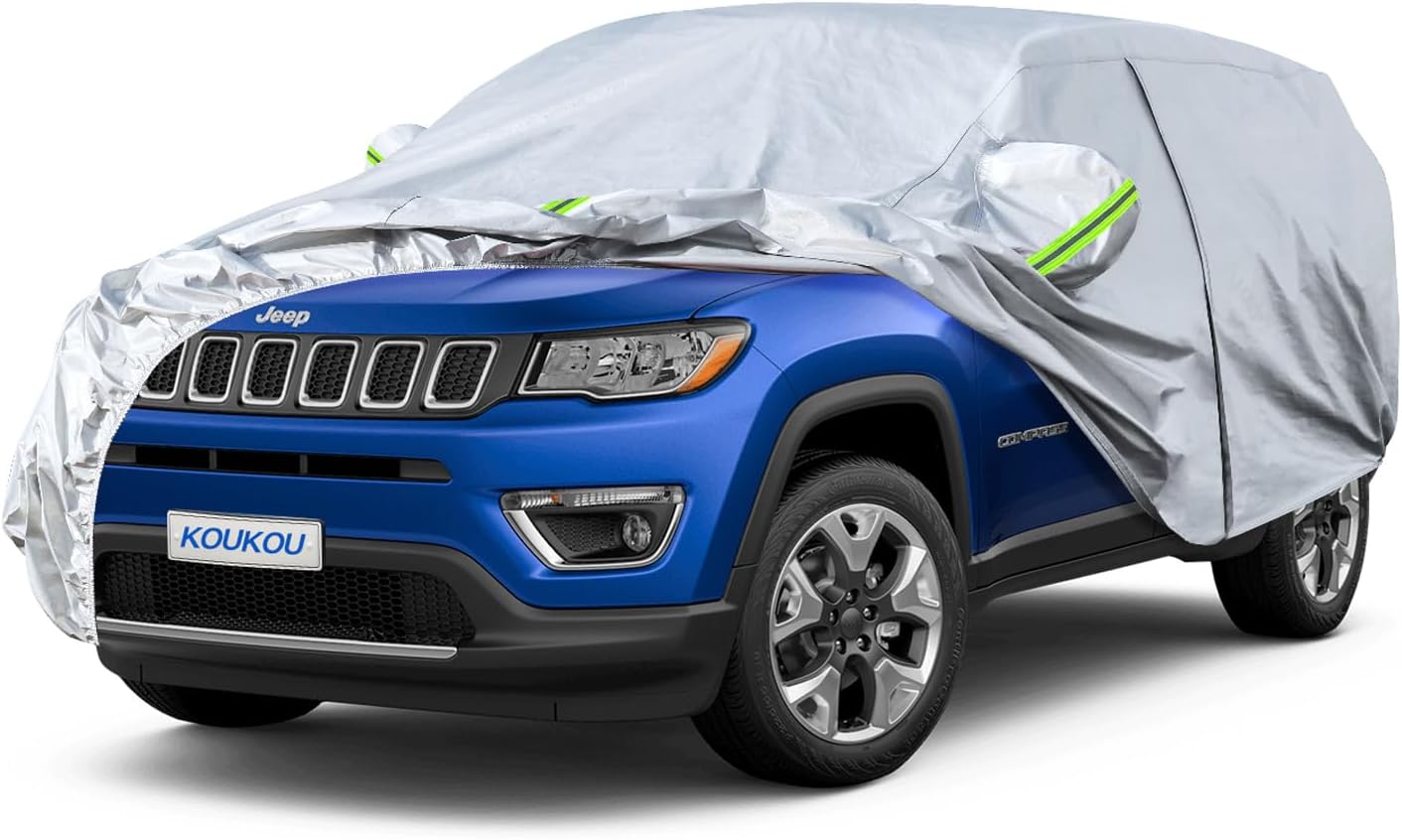 KouKou 6 Layers SUV Car Cover Waterproof All Weather, Outdoor Rain UV Dust Protection, Universal Fit for Jeep Compass, Renegade, Ford Escape, Mazda CX3,CX30, BMW X1, etc.(up to 181 inches)