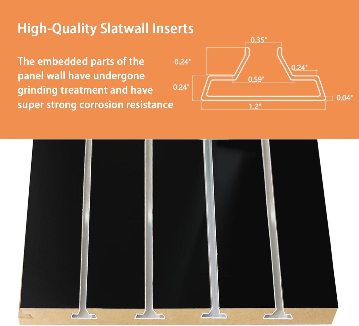 48"-Slatwall Panels Aluminum Slatwall Inserts-15Pcs