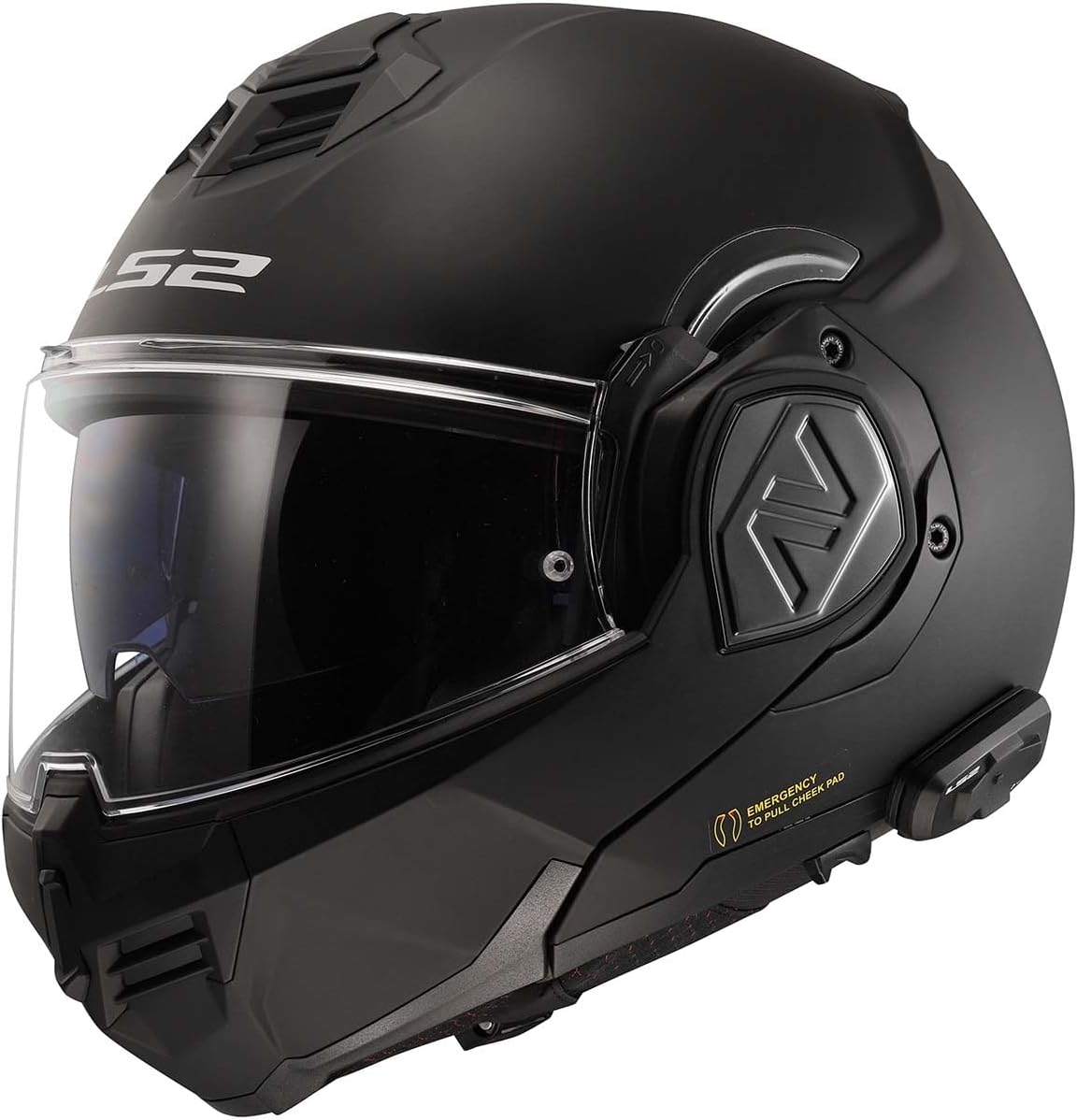 LS2 Helmets Advant Modular Helmet with Integrated Cardo 4X Bluetooth (Noir Matte Black - Medium)