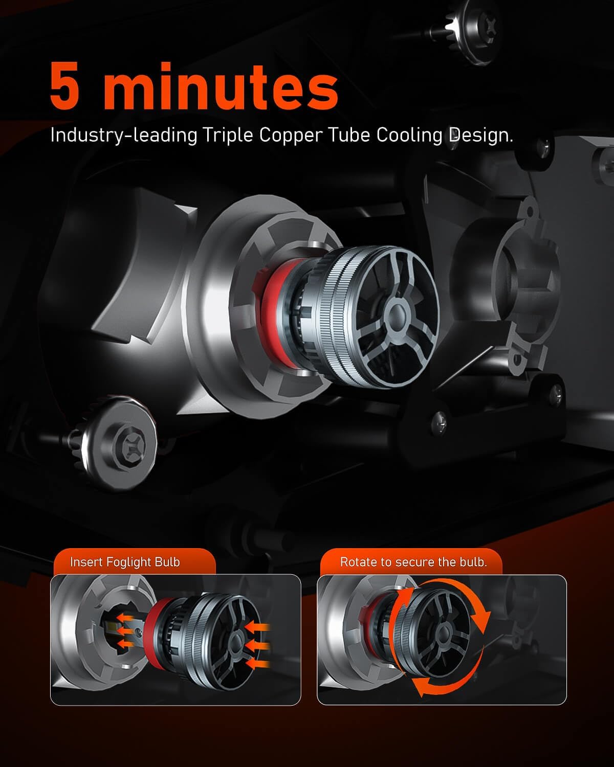 LUXSTER | Punisher 9007 HB5 LED Bulbs, 40000LM Ultra Bright, Triple Copper Pipes Cooling Tech(Unique), Dual Beam, Plug-N-Play Installation, 6000K Pure White, IP68 Waterproof Foglight, Pack of 2