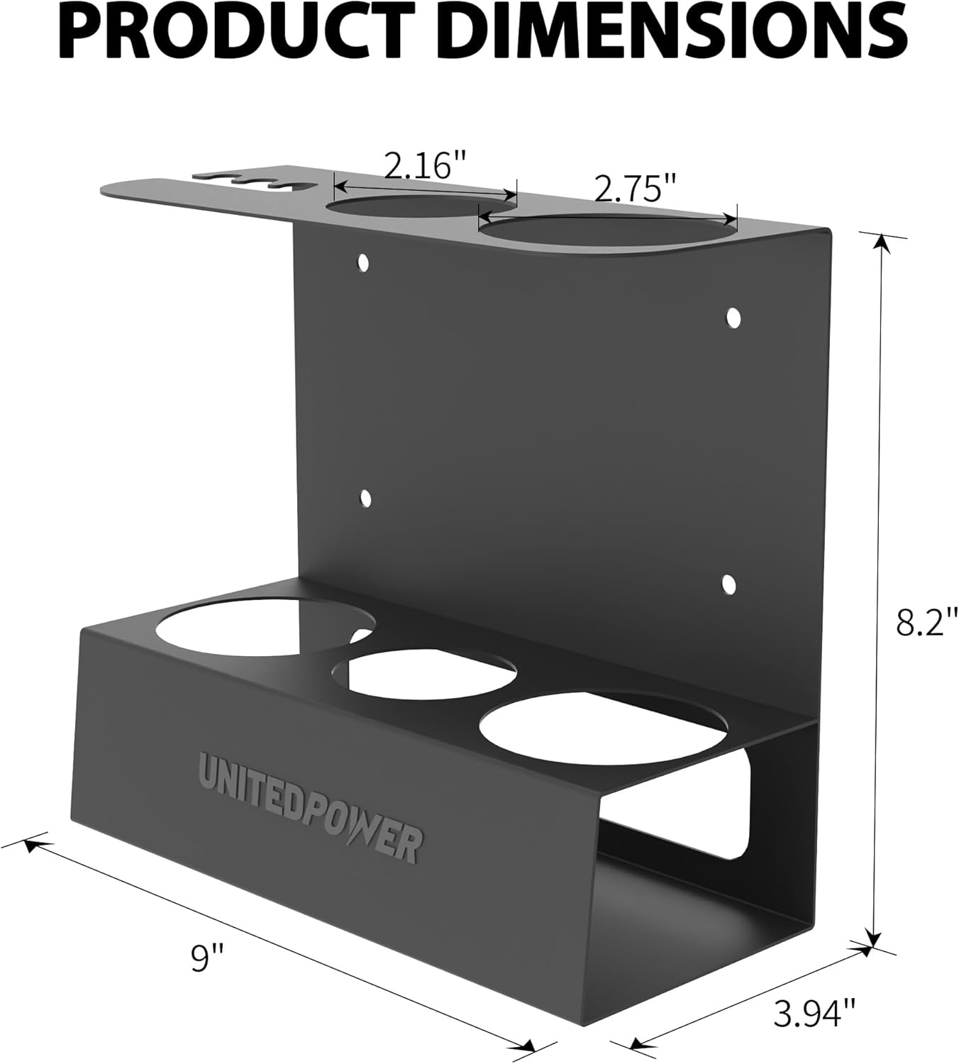 UNITEDPOWER Grease Gun Holder, Wall Mount Grease Gun Storage Rack, Organizer for Workshop, Shop, Garage with Removable Drip Cups & Spare Cartridge Holder