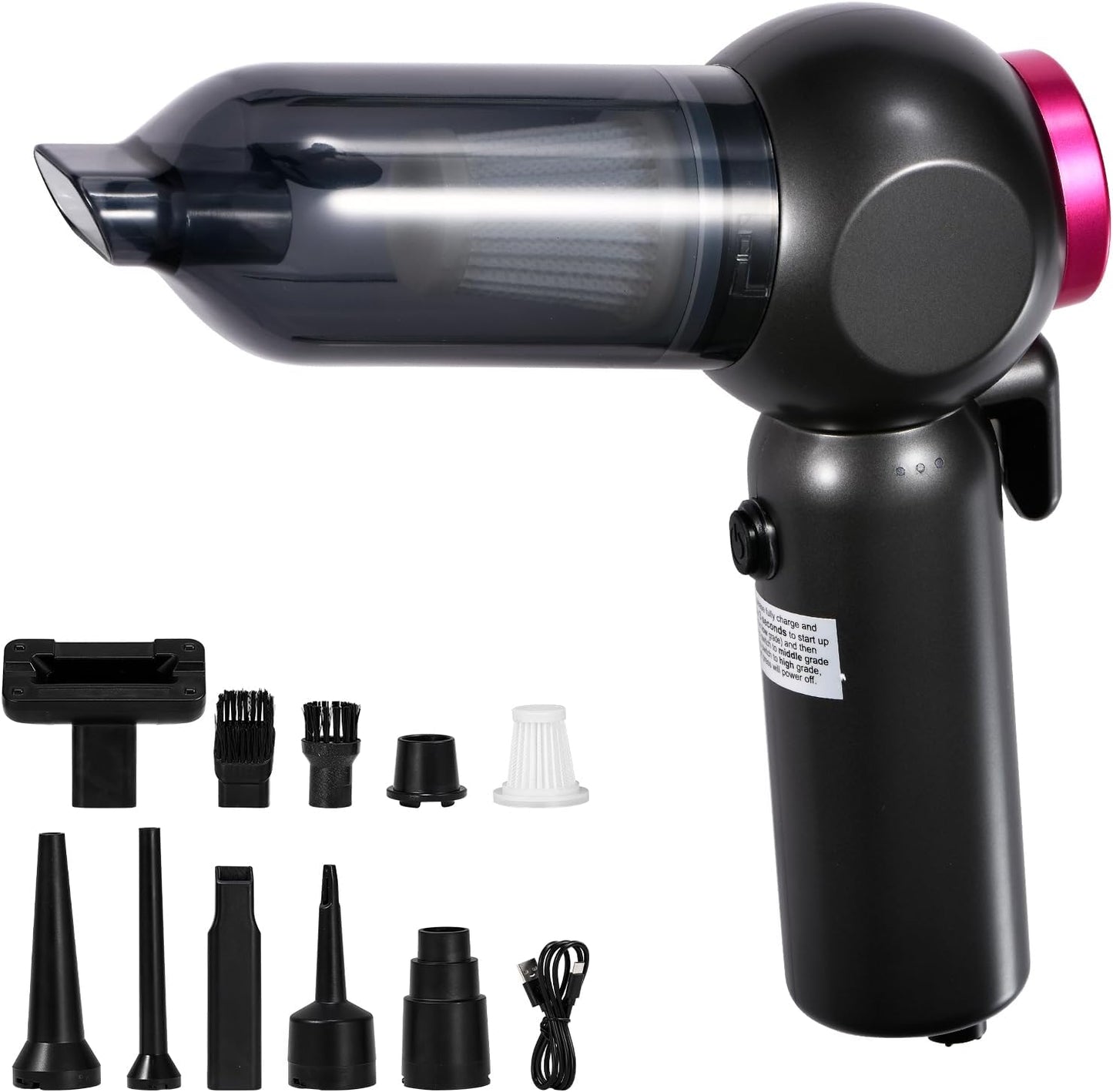 Car Vacuum Portable Handheld Cordless Vacuums, 20000PA Suction, 6000mAh Blower, Window Breaker, Seatbelt Cutter for Car, Home & Office Cleaning