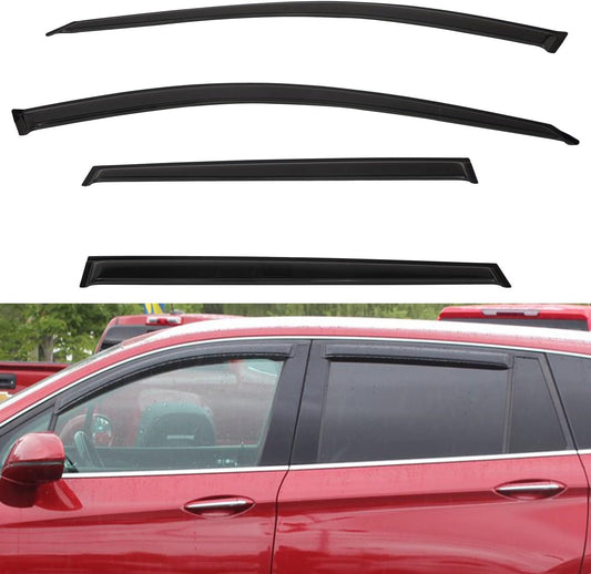 4pcs Front+Rear Smoke Tint Sun/Rain Guard Outside Mount Tape-On Vent Window Visors Compatible with 16-20 Envision
