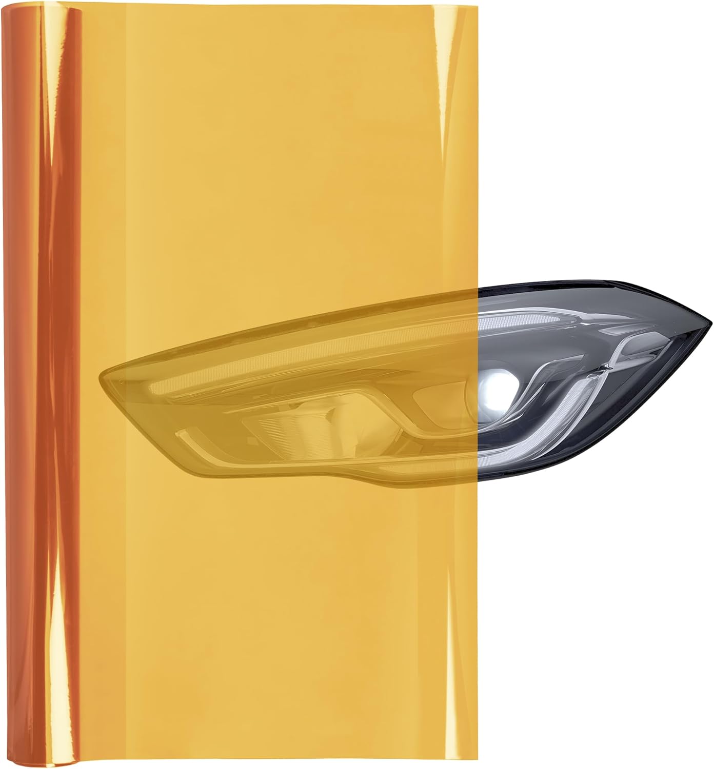 Lypumso 16 x 60 Inches Headlight Taillight Car Tint Vinyl Film, Self Adhesive Fog Lights Sticker Sheet Roll for Car Lights Cover Protection (Orange)