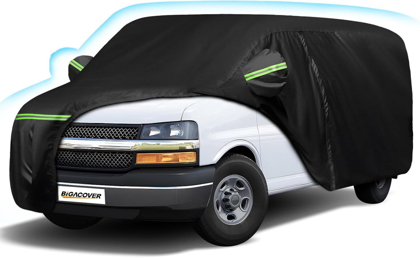 Car Cover for Express Van/GMC Savana Cargo Van 1500/2500/3500 1996-2025 (SWB), 420D Sun Heat Protection Outdoor Full Car Covers with Driver Side Zipper Windproof Heavy Duty Protection