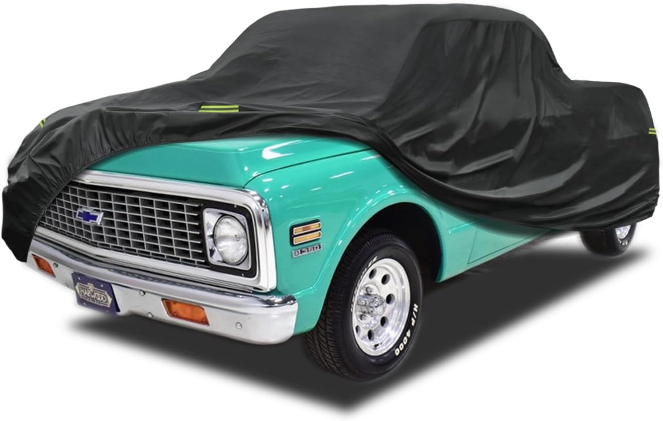 KouKou Truck Cover Waterproof All Weather, 7 Layers Heavy Duty Pickup Cover Outdoor, Length up to 210 inches,Universal Fit Truck Short Regular Bed Ford F150,F100,Chevy C10 S10 etc.