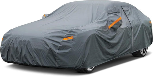 16 Layers Car Cover Waterproof All Weather, Heavy Duty Full Exterior Cover Universal Fit Sedan Toyota Corolla/Prius, Honda Civic, vw Jetta, Kia Forte, Nissan Sentra, Hyundai Elantra etc.