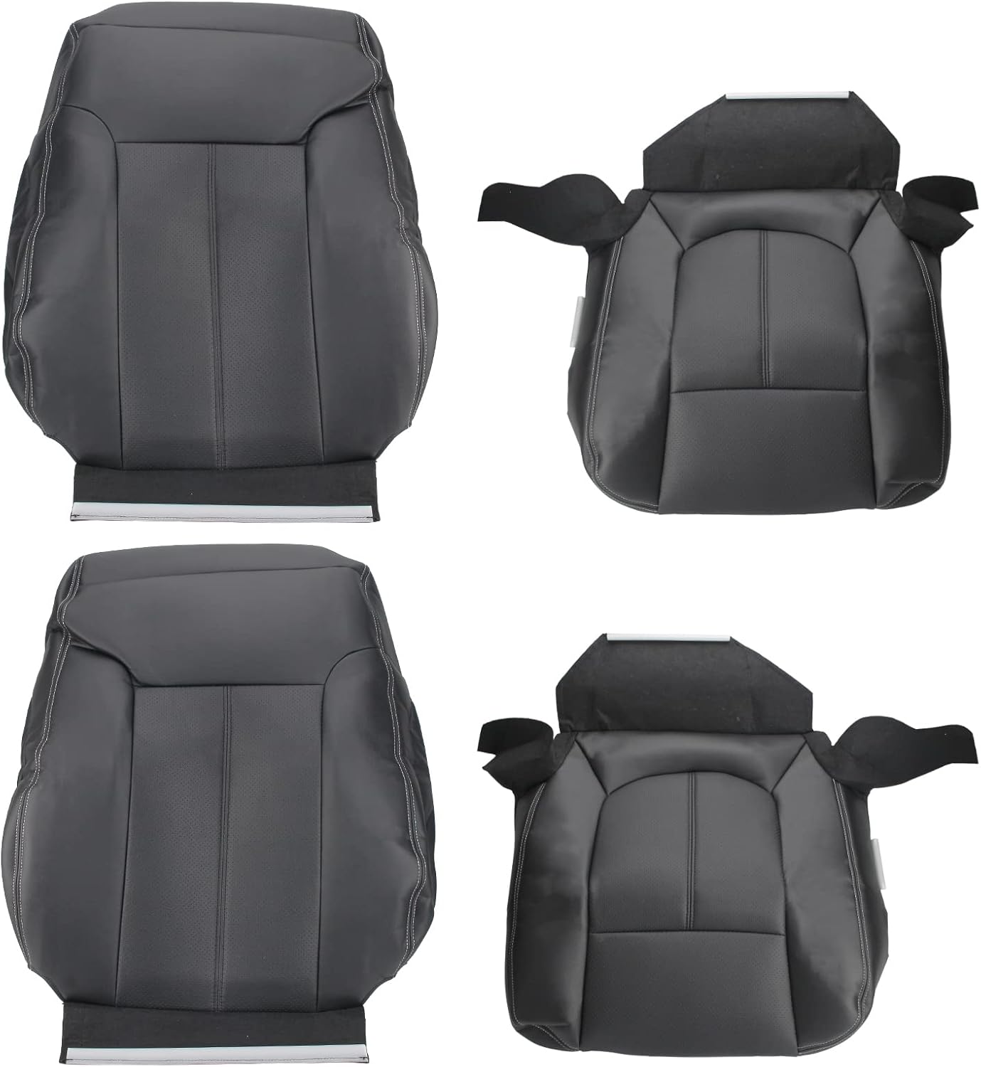 AUTOKAY Car Seat Covers for Ford Ford F250 F350 F450 F550 11-16, 4 Pcs Waterproof Faux Leatherette Cushion Cover Front Bottom & Top Back Synthetic Leather Seat Cover Black